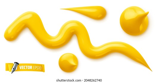 Vector realistic illustration of yellow paint on a white background.