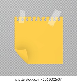 Vector realistic illustration yellow piece of paper, sticker, torn out piece of paper