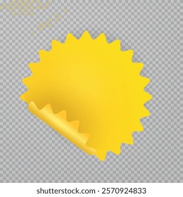 Vector realistic illustration of yellow round discount sticker, price tag, sticky tape
