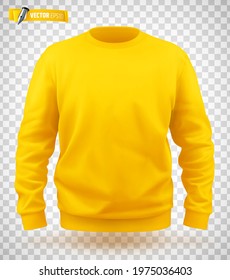 Vector realistic illustration of a yellow sweat-shirt on a transparent background.