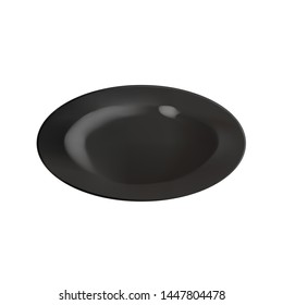 Vector realistic image of a black ceramic plate.