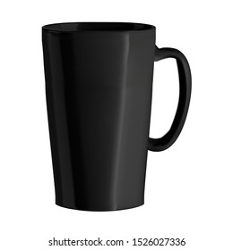 
Vector realistic image of a black ceramic cup. A long porcelain cup. Isolated image of cookware.