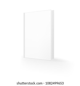 Vector realistic image of blank book cover, arranged vertically, view in perspective. Isolated on white. A mock-up of a book, a template for design. Layout of the Book. Vector EPS 10.