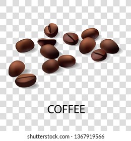 Vector realistic image of grains. Vector illustration of natural products. Coffee beans on a light background.