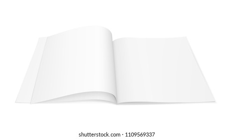 Vector realistic image (layout, mock-up) of an open magazine (booklet, brochure),with blank pages, perspective view. The image is created using a gradient mesh. Vector EPS 10.
