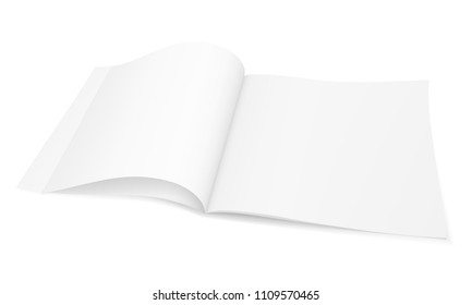 Vector realistic image (layout, mock-up) of an open brochure (booklet, magazine), with blank pages, perspective view. The image is created using a gradient mesh. Vector EPS 10.