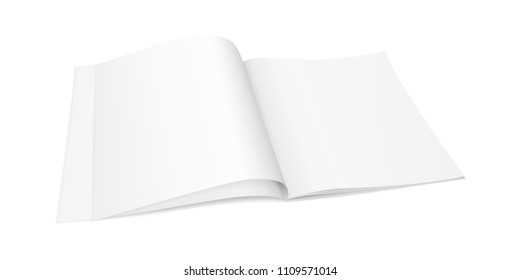 Vector realistic image (layout, mock-up) of an open booklet (magazine, brochure), perspective view. The image is created using a gradient mesh. Vector EPS 10.