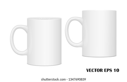 Vector realistic image (layout, mockup) mug(cup) for drinks from different points of view. EPS 10.