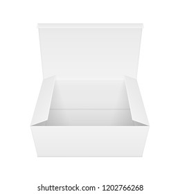 Vector realistic image (mock-up, layout) of blank open rectangular paper box.  The image was created using gradient mesh. Vector EPS 10.