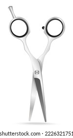 Vector realistic image of professional hairdressing scissors on a white background. The concept of a beauty salon and beauty sphere. A design element for banners.