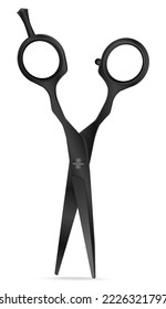 Vector realistic image of professional hairdressing scissors on a white background. The concept of a beauty salon and beauty sphere. A design element for banners.