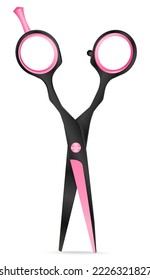 Vector realistic image of professional hairdressing scissors on a white background. The concept of a beauty salon and beauty sphere. A design element for banners.