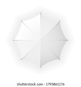 vector realistic image of a white umbrella in top view