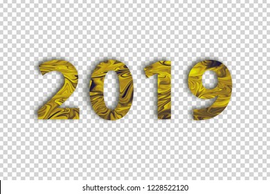 Vector realistic isolated 2019 logo with golden marble design for decoration and covering on the transparent background.