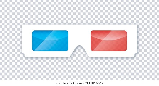 Vector realistic isolated 3D glasses on the transparent background. Concept of cinema and movie night.