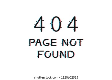 Vector realistic isolated 404 Not Found error lettering with glitch and distortion effect for decoration and covering on the white background.