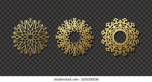 Vector realistic isolated arabic ornament pattern for decoration and covering on the transparent background. Concept of east motif and culture.