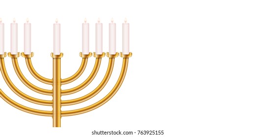 Vector realistic isolated background with Hanukkah candles for decoration and covering. Concept of Happy Hanukkah