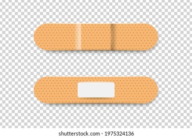 Vector realistic isolated bandage plasters on the transparent background.