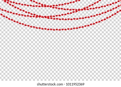 Vector realistic isolated beads with heart shape for Valentine's Day for decoration and covering on the transparent background. Concept of Happy Valentine's Day and romantic event.