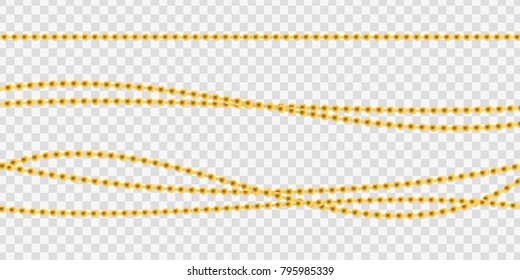 Vector realistic isolated beads necklace pattern for decoration and covering on the transparent background. Concept of jewelry and beauty.