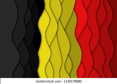 Vector realistic isolated Belgium flag with paper cut layer design for decoration and covering. Concept of Happy National day.