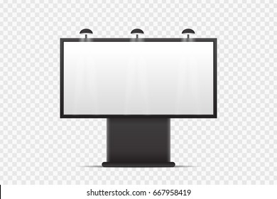 Vector realistic isolated billboard for covering on the transparent background. Blank template mock up for decoration and advertising.