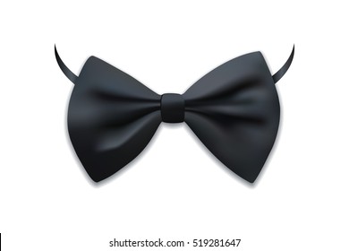 Vector realistic isolated black bow tie.