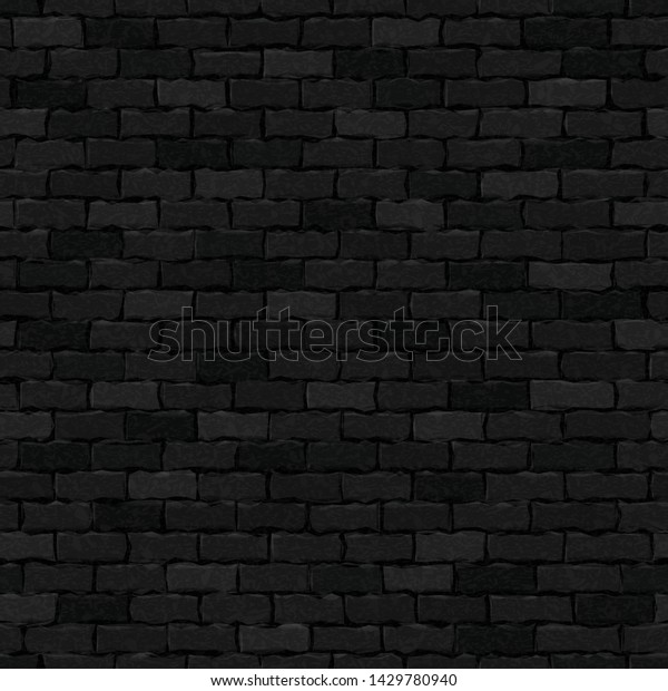テンプレートと壁紙の装飾用の 黒いレンガ壁のシームレスなパターン