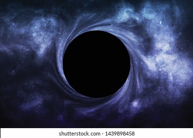 Vector realistic isolated Black Hole in space background for template decoration and wallpaper covering. Concept of universe and wormhole.