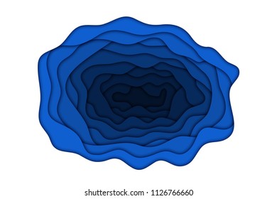 Vector realistic isolated blue paper cut layer background for decoration and covering. Concept of geometric abstract design.