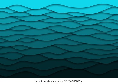 Vector realistic isolated blue paper cut layer background for decoration and covering. Concept of geometric abstract design.