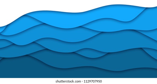 Vector realistic isolated blue paper cut layer background for decoration and covering. Concept of geometric abstract design.