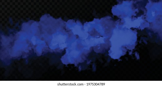 Vector realistic isolated Blue Smoke effect for decoration and covering on the transparent background.