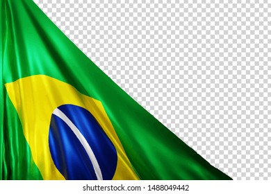 Vector realistic isolated Brazil flag logo for template decoration on the transparent background. Concept of 7th September, Brazil's Independence Day.