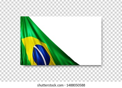Vector realistic isolated Brazil flag greeting card for template decoration on the transparent background. Concept of 7th September, Brazil's Independence Day.