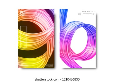 Vector realistic isolated brochure with abstract brush stroke for decoration and covering on the white background. Concept of banner template and flyer layout.