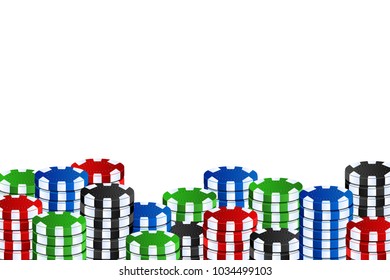 Vector realistic isolated casino chips for decoration and covering on the white background. Concept of gambling, poker and game of chance.