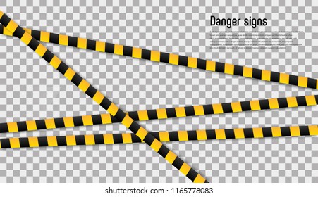 Vector realistic isolated caution tape. Concept of barricade, danger and crime.