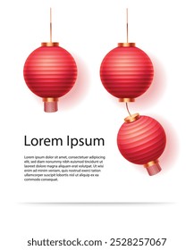 Vector realistic isolated Chinese Lantern poster for text template decoration and covering on the white background. Concept of Happy Chinese New Year.
