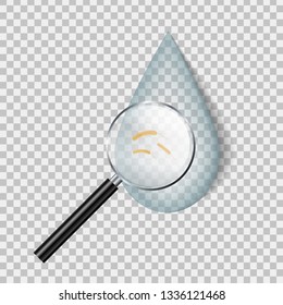 Vector realistic isolated cholera in water droplet for template decoration on the transparent background. Concept of disease and bacteria.