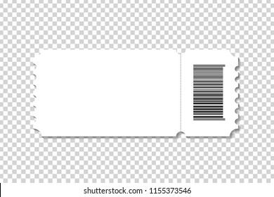 Vector realistic isolated cinema ticket template for decoration and covering on the transparent background.