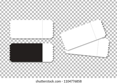 Vector realistic isolated cinema tickets template for decoration and covering on the transparent background. 