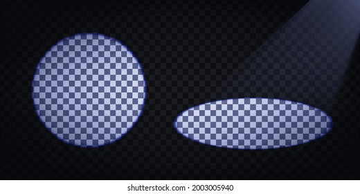 Vector Realistic Isolated Circular Spotlight With Blue Color On The Transparent Background.