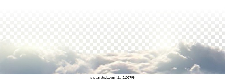 Vector realistic isolated cloud border with Sun for template decoration and covering on the transparent background.