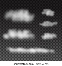 Vector realistic isolated cloud effect on the transparent background. Realistic fog or smoke for decoration.