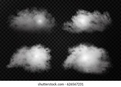 Vector realistic isolated cloud effect on the transparent background. Realistic fog or smoke for decoration.