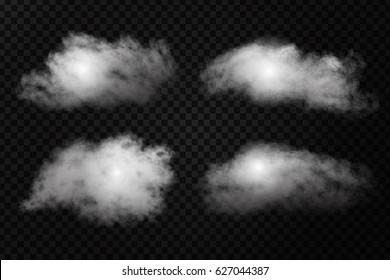 Vector realistic isolated cloud effect on the transparent background. Realistic fog or smoke for decoration.