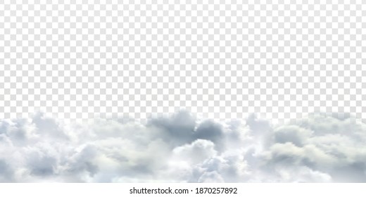 Vector realistic isolated cloud sky for template decoration and covering on the transparent background. Concept of storm and cloudscape.