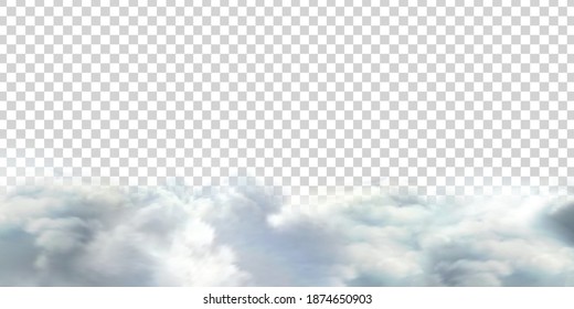 Vector realistic isolated cloud sky for template decoration and covering on the transparent background. Concept of storm and cloudscape.